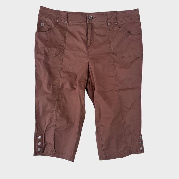 CJ Banks 18W Brown Capri Pants Cotton Spandex - Picture 1 of 8